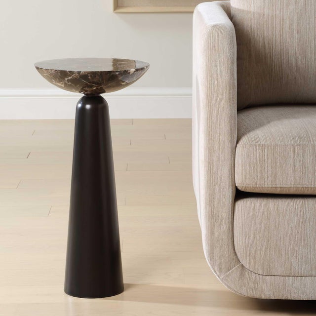 Kenneth Ludwig Chicago Hastings Brown Marble Accent Table For Sale - Image 4 of 6