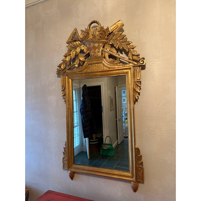 Vintage Louis XVI Style Giltwood Mirror For Sale - Image 4 of 11