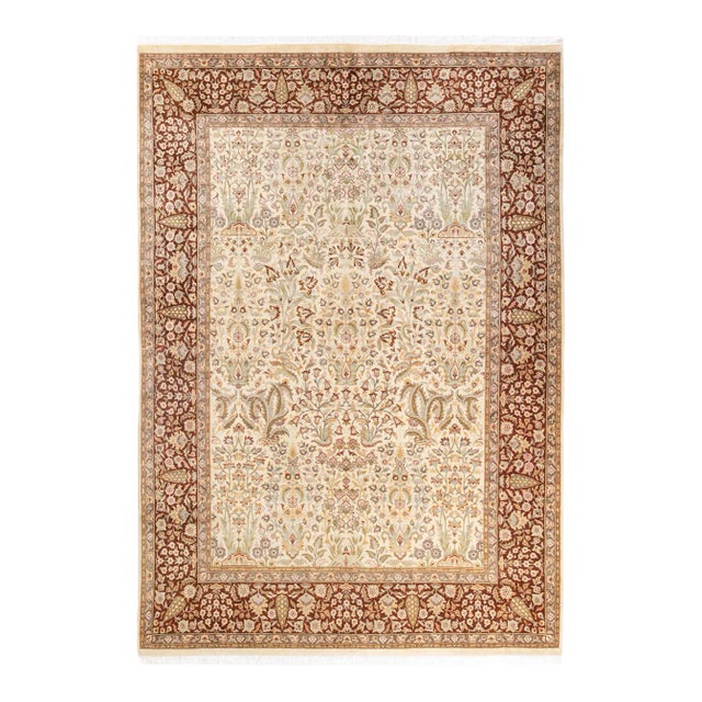 Mogul, One-of-a-Kind Hand-Knotted Area Rug in Ivory, 6' 1" x 8' 9" For Sale