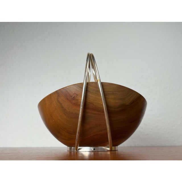 Mid-Century Modern Teak and Silver Plated Metal Bowl from Grasoli, Italy, 1960s For Sale - Image 17 of 18