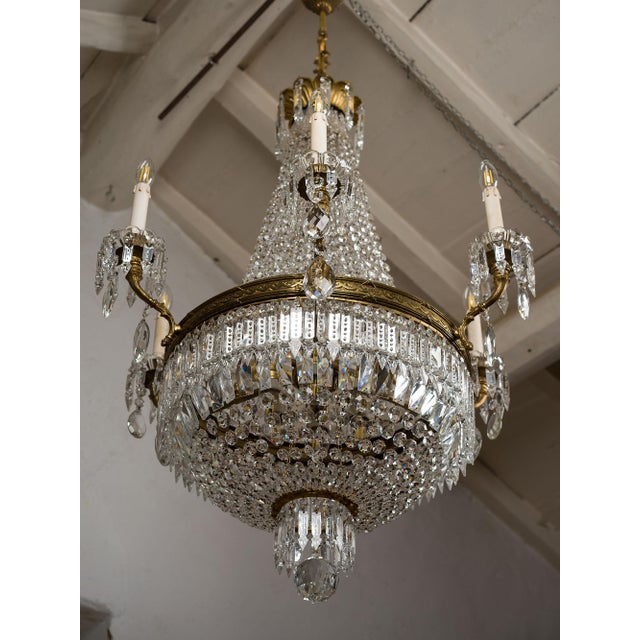 Large Italian Beaded Crystal Basket Chandelier, 1920s For Sale - Image 12 of 17