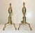 Pair of Antique 1700's Peened Brass Wrought Iron Federal Double Lemon Andirons For Sale - Image 4 of 14