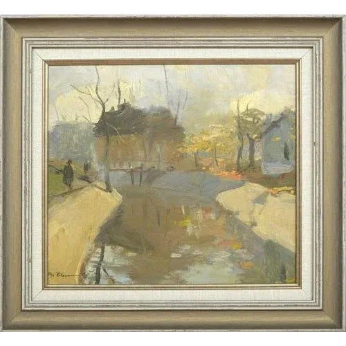 City Landscape, Oil on Board, 20th Century For Sale - Image 4 of 4