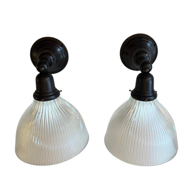 Transparent 1920s Large Signed Holophane Wall Sconces - a Pair For Sale - Image 8 of 10