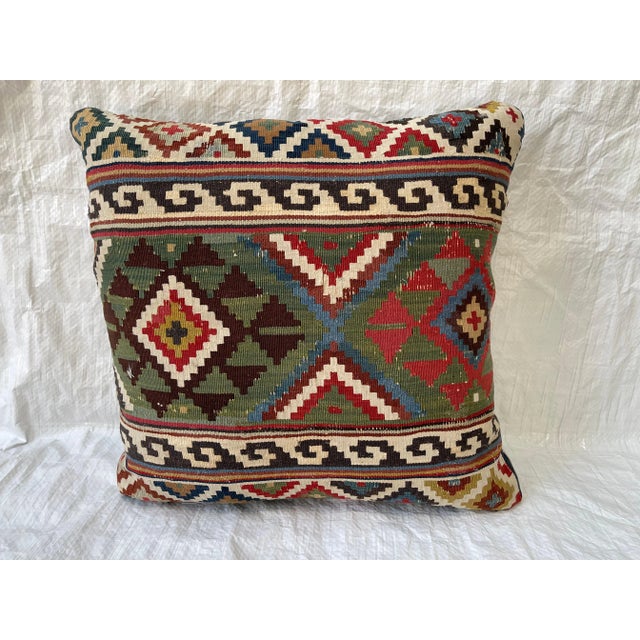 Contemporary Pillow Made From 19th Century Tribal Ghashghai For Sale - Image 4 of 4