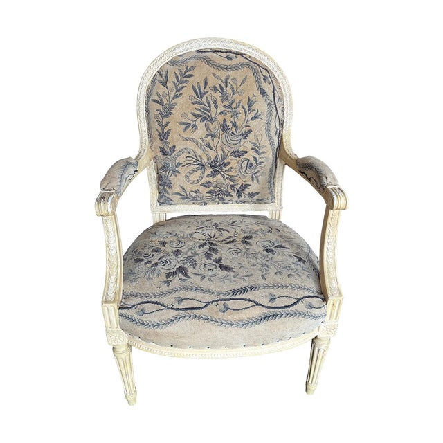 Late 18th Century Pair of Louis XVI Style Fauteuil Chairs For Sale - Image 4 of 7