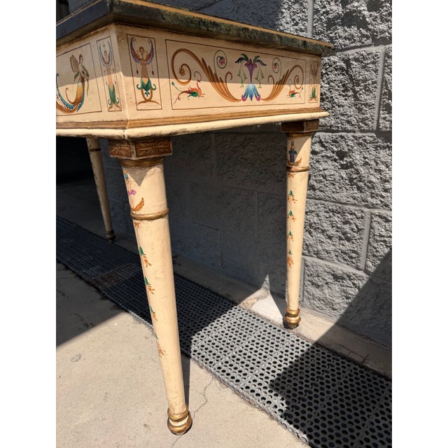 Vintage Venetian-Style Crème Peinte and Polychrome Console Table For Sale - Image 4 of 9