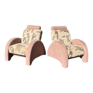 1980s Postmodern Sculptural Art Deco Revival Lounge Arm Chair in the Style of Ettora Sottsass - a Pair For Sale