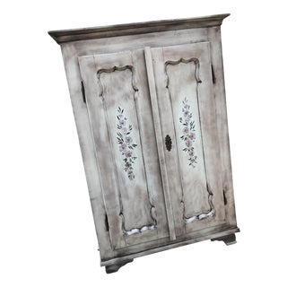 Double Wardrobe with Hand-Painted Floral Design For Sale