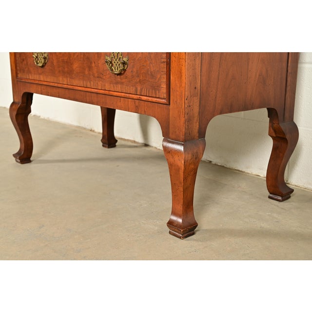Baker Furniture Georgian Carved Walnut and Burl Wood Seven-Drawer Highboy Dresser, Circa 1960s For Sale - Image 11 of 15
