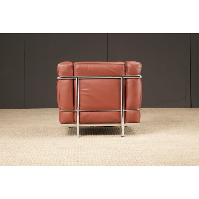 LC2' Leather Club Chairs by Le Corbusier for Cassina, c 1970s, Signed - A Pair For Sale - Image 11 of 12