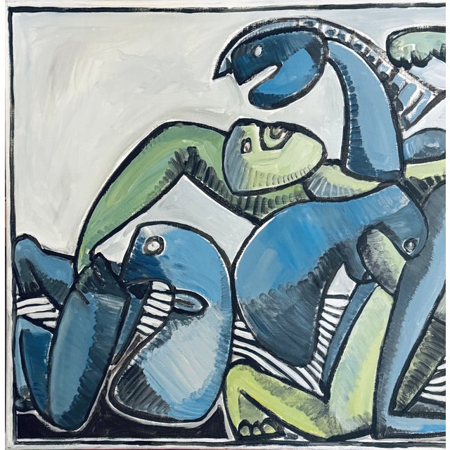 Gundi Falk, Cubist Embrace, Large Acrylic on Canvas, 2000s For Sale - Image 9 of 16