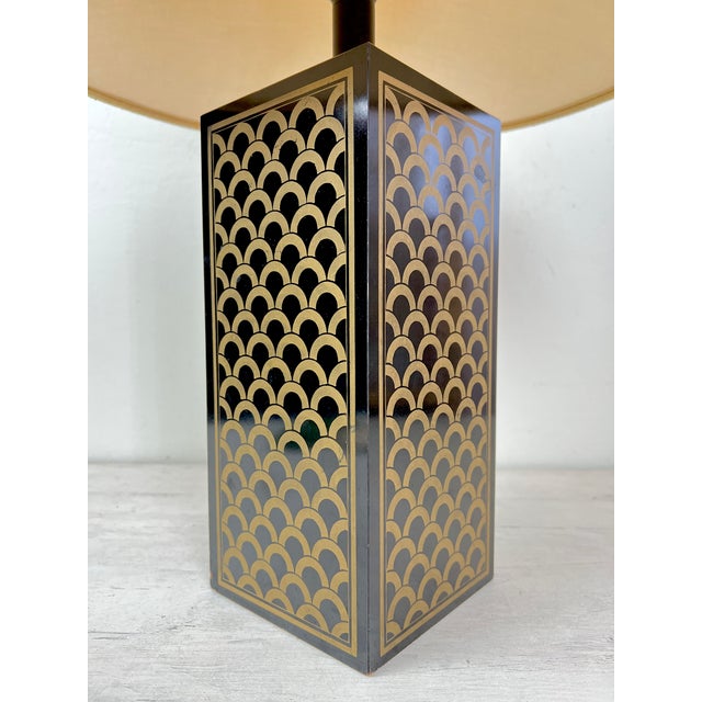 Vintage Table Lamp with Black and Gold Cube Base For Sale - Image 4 of 14
