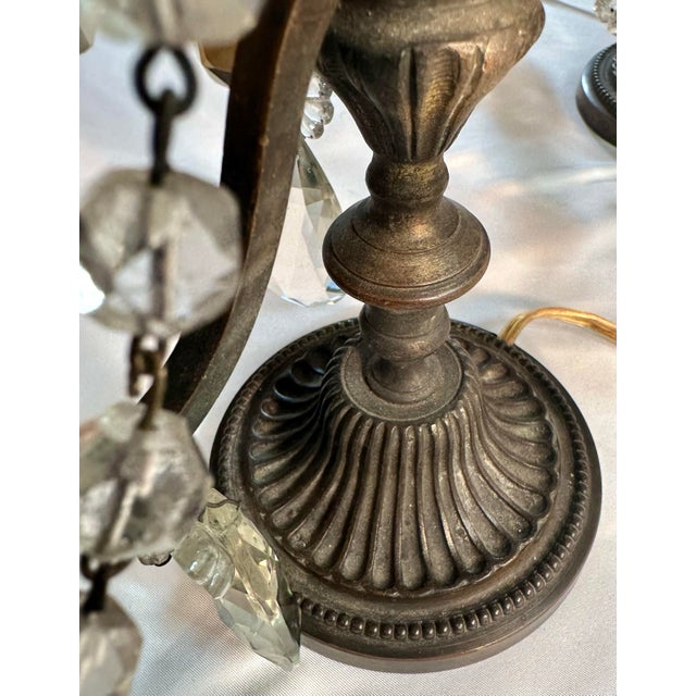 1930s French 3 Light Crystal Girondles, a Pair, Original Colored Crystals For Sale - Image 9 of 10