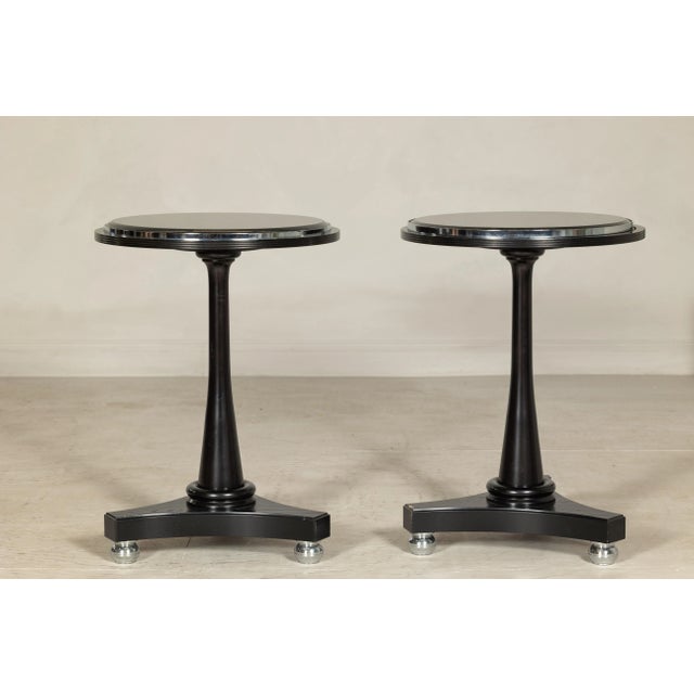 Black Marble Top Gueridon Tables with Silver Metal Ball Feet - A Pair For Sale - Image 9 of 12