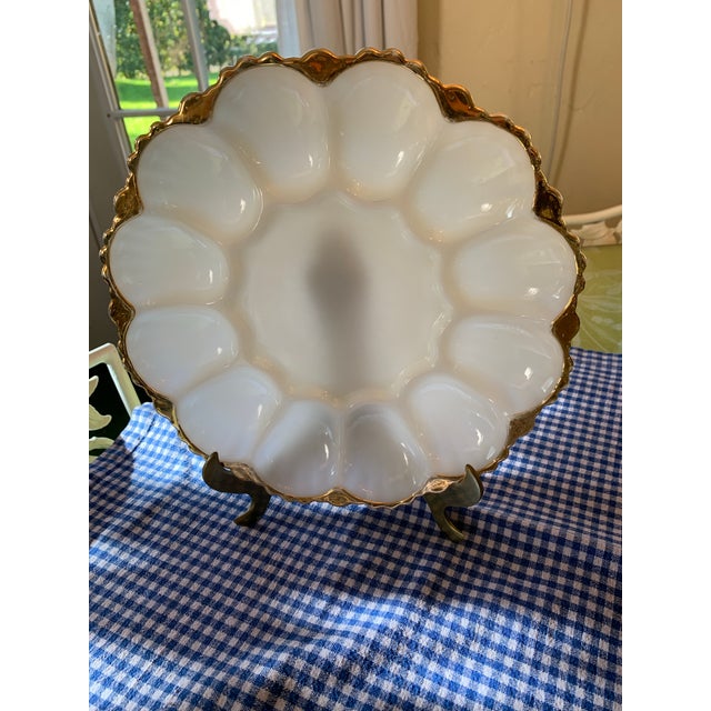 Here we have a lovely vintage Anchor Hocking milk glass deviled egg plate. This plate was made from heat resistant glass...