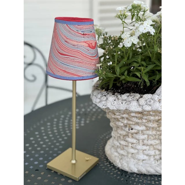 Maison Maison Design Red, White, and Blue Marble Paper Lampshade For Sale - Image 4 of 7