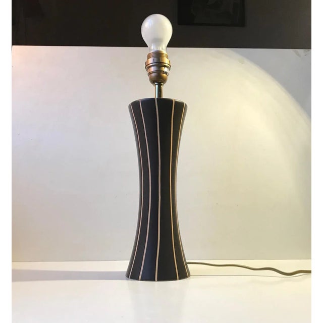 Scandinavian Modern Black & White Ceramic Table Lamp, 1970s For Sale - Image 4 of 7