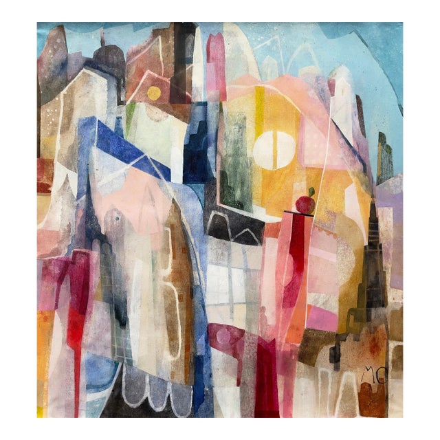 The Big Apple III - Original NYC-Inspired Abstract Acrylic Cityscape Painting on Canvas by Maria C Bernhardsson For Sale