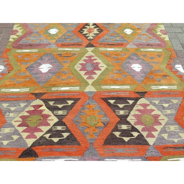 1960s 1960s Vintage Turkish Handmade Kilim Rug - 67"x111" For Sale - Image 5 of 12