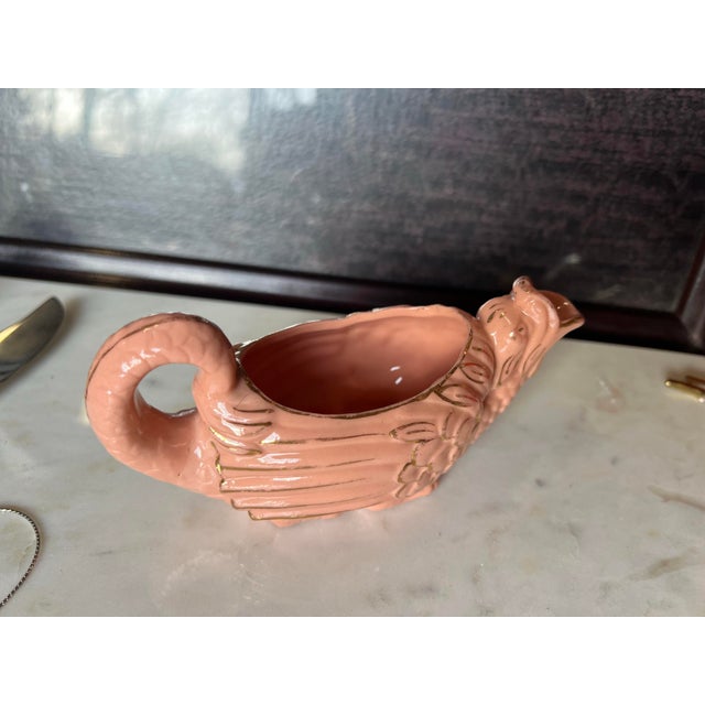 Asian 1970s Lemon Gravy Pink Ceramic Boat For Sale - Image 3 of 6
