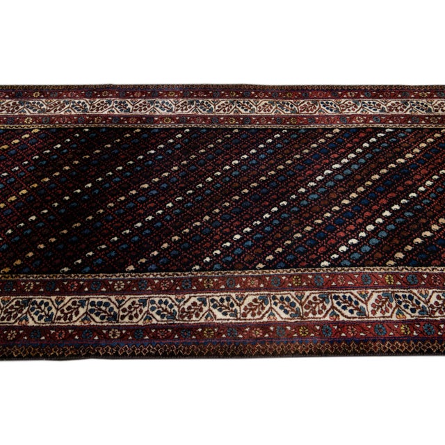 Red Multicolor Vintage Kurd Handmade Geometric Designed Wool Runner For Sale - Image 8 of 11