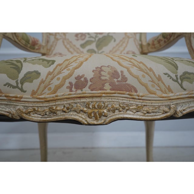 Pair of Crackle Paint Louis XV Fauteuils Armchairs For Sale - Image 17 of 18