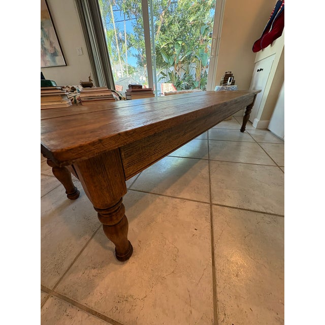 Vintage Solid Wood Xtra Long Coffee Table / Low Bench With Turned Legs in the Manner of Ralph Lauren For Sale - Image 18 of 18