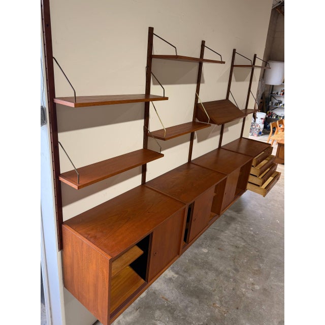 1960s Teak Wall Unit Wooden Large Shelving System Denmark Mid-Century Modern 1960s For Sale - Image 5 of 16