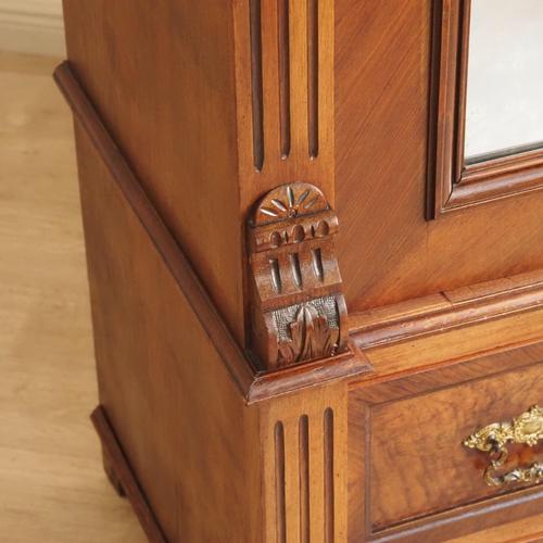 Antique Walnut Mirrored Cabinet, 1880 For Sale - Image 4 of 18