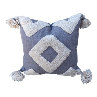Magaschoni Home Gray/Ivory Boho Tassel Throw Pillow For Sale