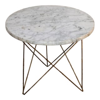 Vintage Marble Top and Tripod Wire Base Side Table, 1960s For Sale