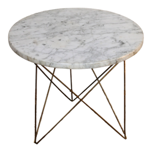 Vintage Marble Top and Tripod Wire Base Side Table, 1960s