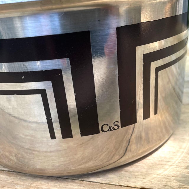 Orange and Brown Enameled Stainless Steel Pots from C&S of France, 1970s, Set of 2 For Sale - Image 12 of 18