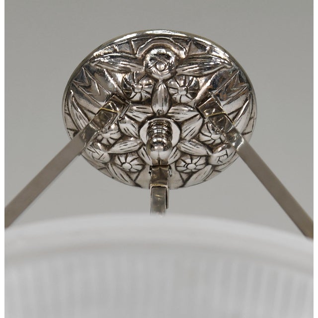 Silver French Art Deco Pendant Light by Muller Freres 1930 France For Sale - Image 8 of 11