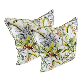 Pair 22'' Multi Color Parrot Pillows For Sale