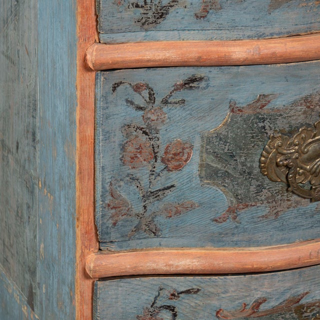 Late 18th Century Danish Pine Original Blue Painted Chest of Three Drawers For Sale - Image 11 of 14