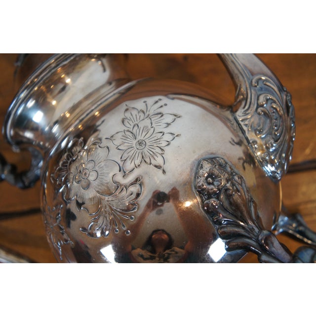 Vintage Sheridan Silver Plate Hand Chased Floral Tea Coffee Pitcher Set- 4 Pieces For Sale - Image 12 of 13