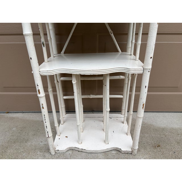 Late 19th Century American Victorian White Painted Bamboo Étagère For Sale - Image 9 of 12