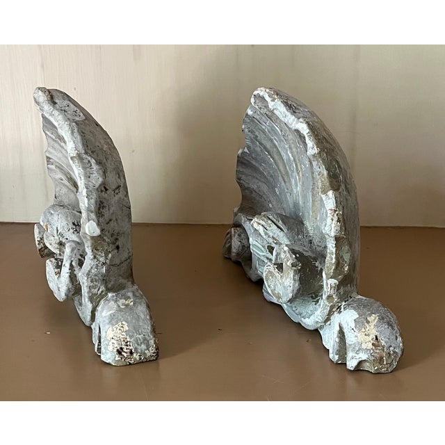 Rococo Antique 18th Century French Rococo Carved Wood Sea Shell Form Architectural Cornice Elements - A Pair For Sale - Image 3 of 14