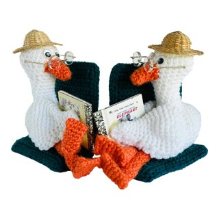 Mother Goose Crochet Bookends - a Pair For Sale