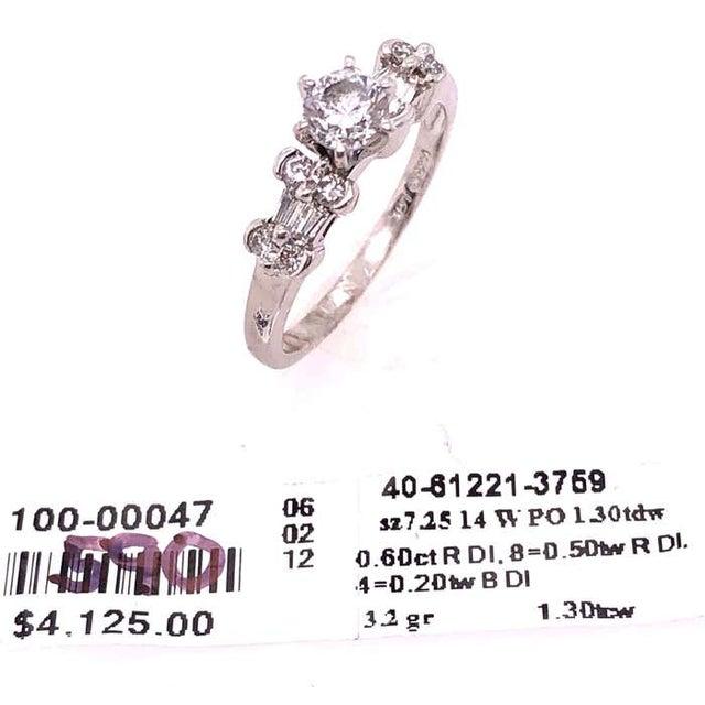 14 Karat White Gold Diamond Engagement Ring 1.30 Total Diamond Weight, Size 7.25 For Sale In New York - Image 6 of 12
