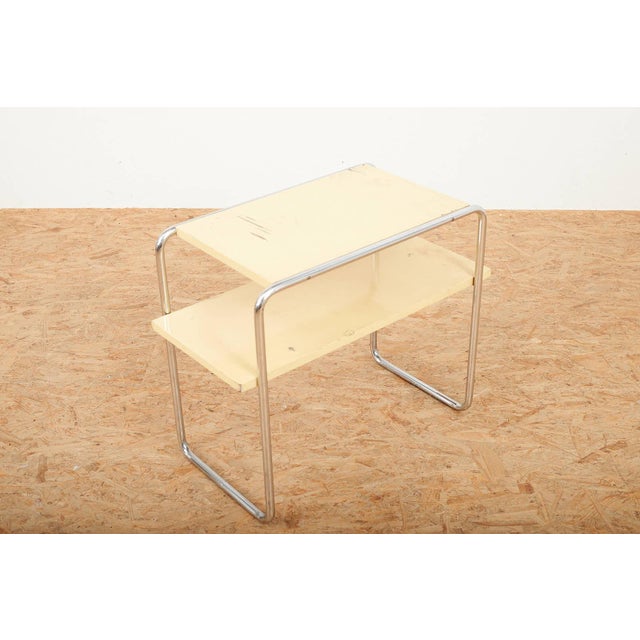 Model B12 Console Table in Chrome-Plated Tubular Steel and Beige Lacquered Plywood by Marcel Breuer for Thonet, 1928 For Sale - Image 6 of 14