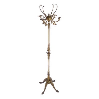 Mid-Century Hollywood Regency Italian Brass & Onyx Coat Rack, 1950s For Sale