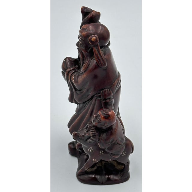 Antique Chinese Carved Soapstone Shou Deity of Prosperity and Longevity For Sale - Image 4 of 10