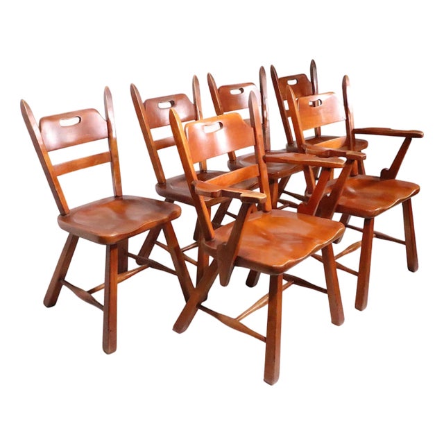Set of Six Herman DeVries Cushman Colonial Dining Chairs With Early Metal Tag For Sale