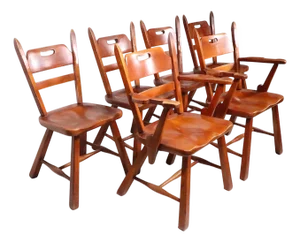 Set of Six Herman DeVries Cushman Colonial Dining Chairs With Early Metal Tag