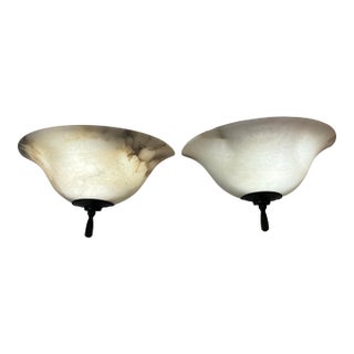 Basic Source Alabaster Wall Sconces, Pair For Sale
