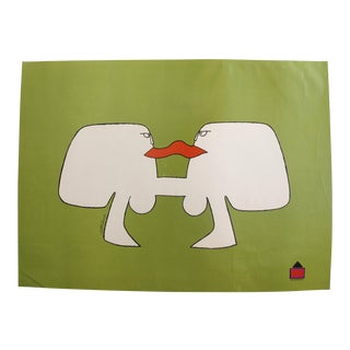 1960s Original Vittorio Fiorucci Poster, Green Background With Red Tongue for Le Château For Sale