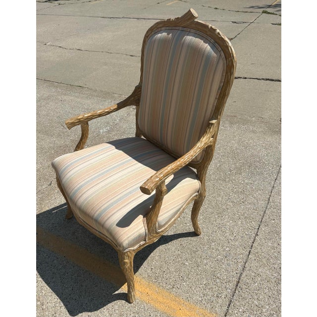 1990s Vintage Carved Faux Tree Branch Arm Chair Attributed to A. Rudin For Sale - Image 5 of 9